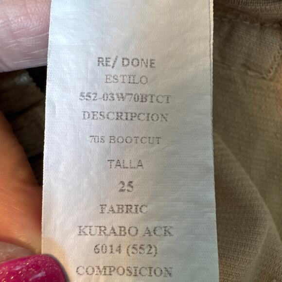 RE/DONE High Waist Corduroy Bootcut Jeans in Camel Size 25 NWOT - Picture 6 of 7